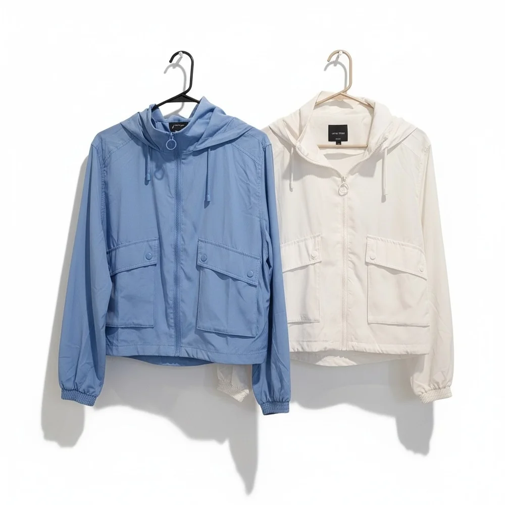Love Tree Cropped Hooded Jacket Bundle Blue Ivory L Athleisure Alo Style
